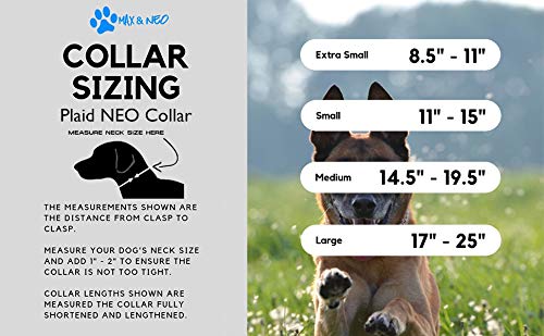 Max And Neo Plaid Pattern Neo Dog Collar - We Donate A Collar To A Dog Rescue For Every Collar Sold (Green, Medium)