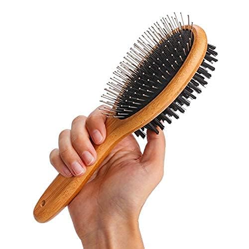 Western Era EcoFriendly Wood Pet Grooming Comb, Deshedding, Double Sided Pin & Bristle Brush For Long & ShortHairs Dogs & Cats