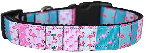 Pet Dog & Cat Nylon Collar or Leash, "Flamingo Fun" MD Collar