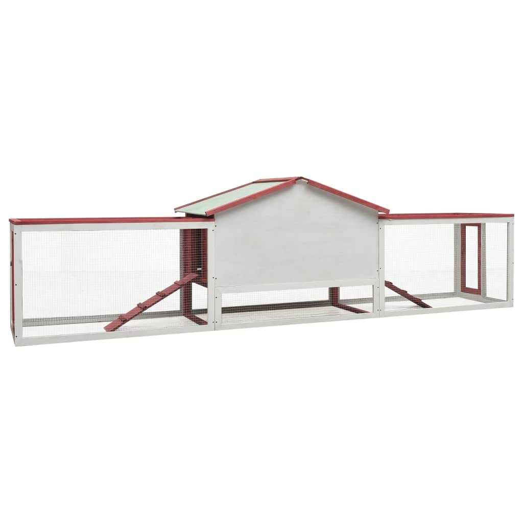 Vidaxl Rabbit Hutch Red 119.3'X23.6'X33.9' Solid Pine & Fir Wood