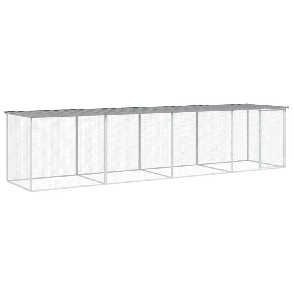vidaXL Chicken Cage with Roof, Metal Chicken Coop, Chicken Run Animal House for Outdoor Farm Garden Lawn, Light Gray Galvanized 