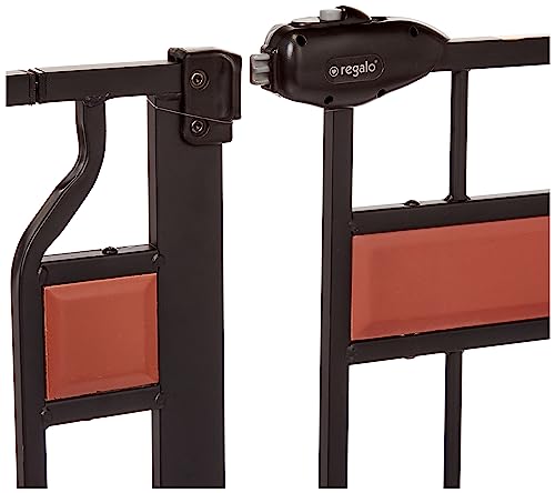 Regalo Home Accents Extra Tall & Wide Baby Gate, Bonus Kit, Includes Décor Steel With Hardwood, 4' Extension Kit, 4 Pack Pressure Mount Kit & Wall Cups, 0320 Ds