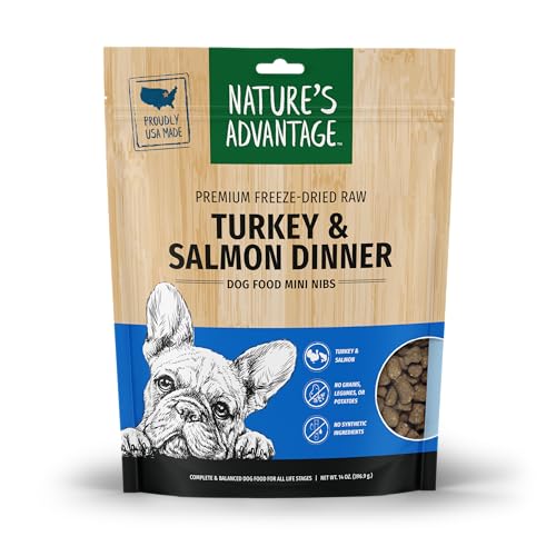 Nature's Advantage Freeze-Dried Raw Dog Food, Turkey & Salmon, Grain Free, High Protein, 14 oz Mini Nibs
