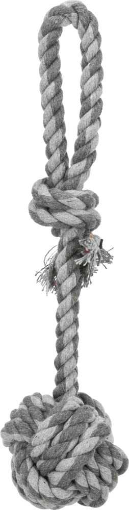 Trixie Playing Rope Toy With WovenIn Ball NonToxic Tug Toys For Puppies & Adult Dogs Made With Cotton And Polyester Mix For Ex