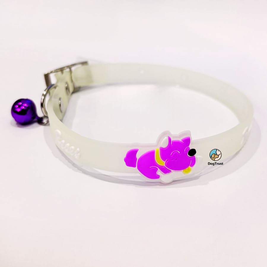 Dog Trust Puppy Pattern Leash And Collar Set With Bell, Durable And Comfortable For Puppies Of All Dog Breeds, Adjustable For A,