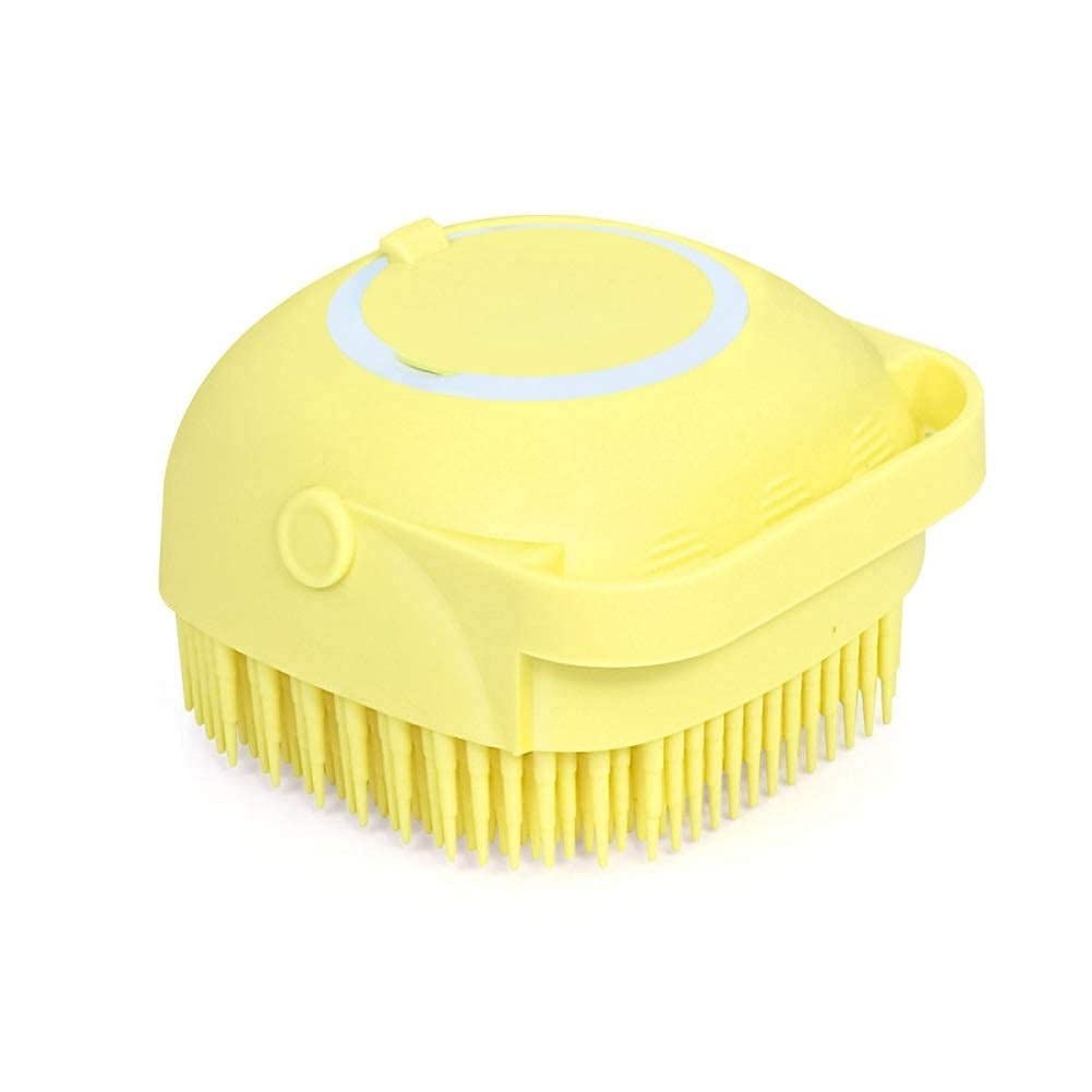 Dog Trust Pet Grooming Brush Bath Brush Pet Massage Brush Shampoo DispenserSoft Silicone Brush Rubber Bristle For Dogs And Cat