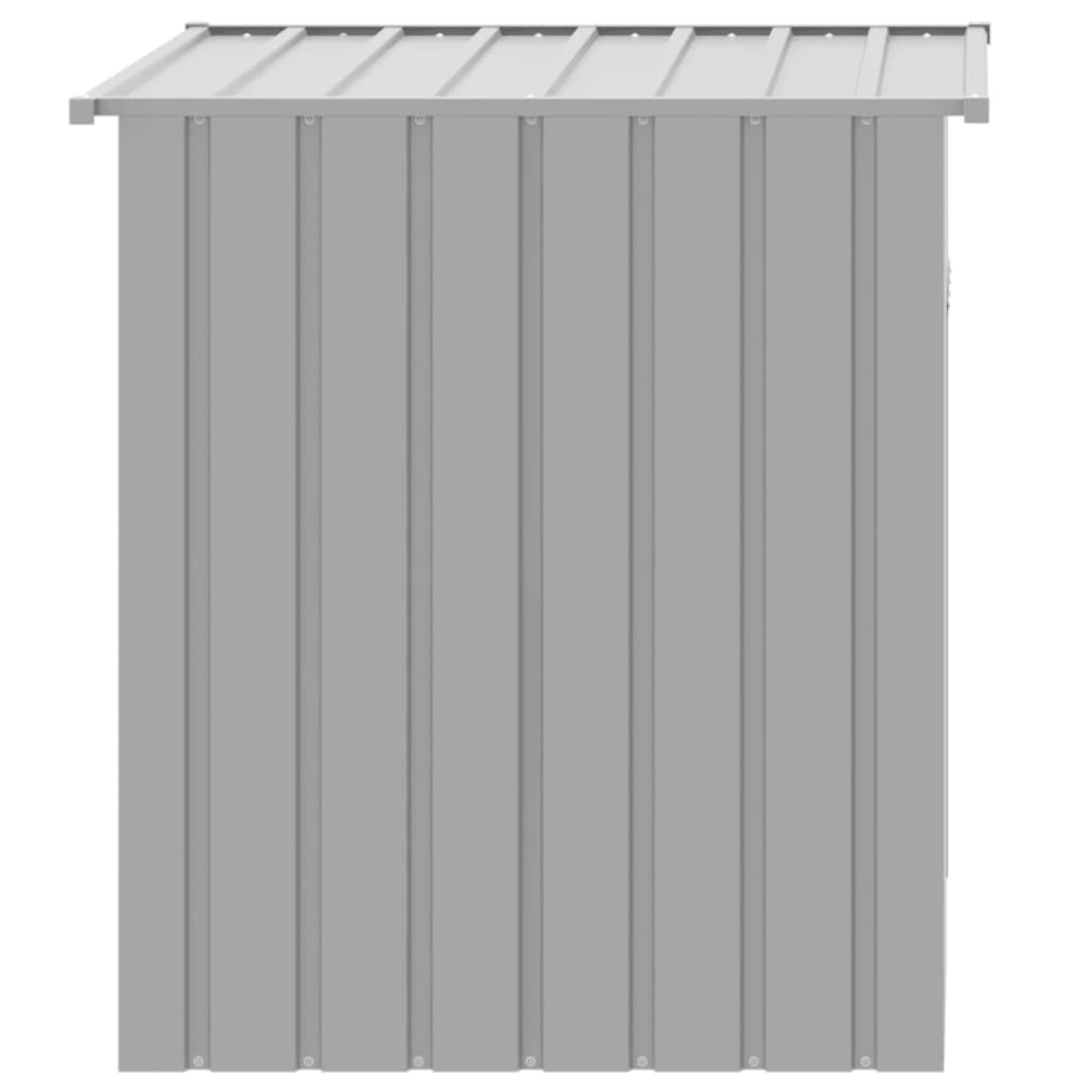 vidaXL Galvanized Steel Dog House, Large, Light Gray, Model 172356, Practical Roof, Convenient Entrance for Playing & Training