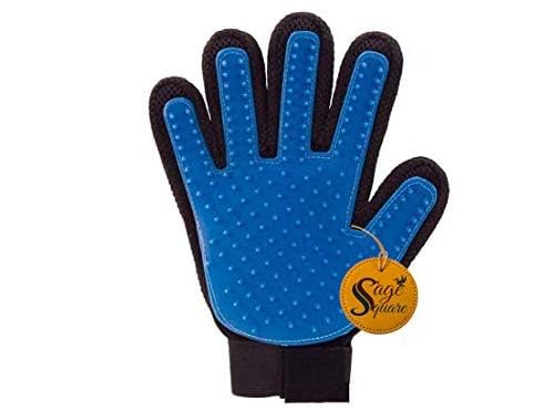 Sage Square Efficient Pet Hair Remover Mitt 5Finger Design Glove, Gentle Deshedding Brush For Dog & Cat For Long & Short Fur (R