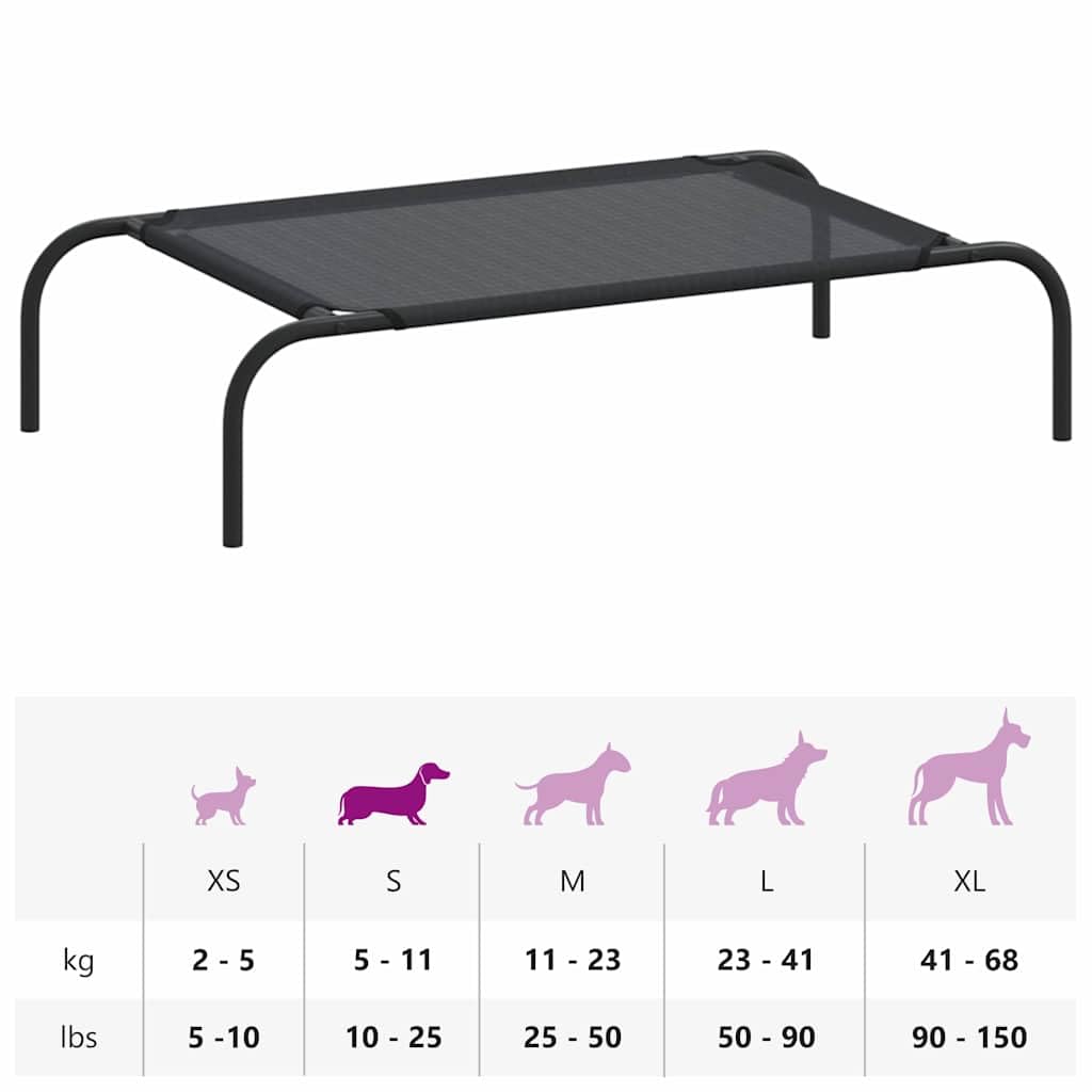 vidaXL Elevated Dog Bed Black S Textilene, 170661
