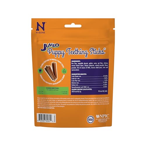 N-Bone Puppy Teething Sticks Jumbo Pumpkin Flavor Harvest Version, 7 Counts, 7.28-oz Bag
