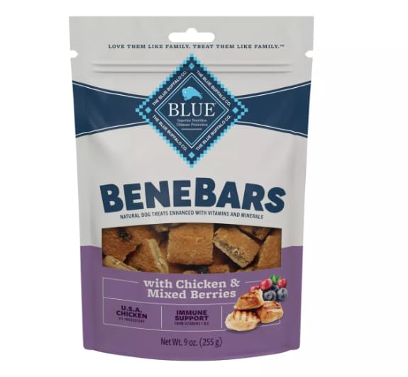 Blue Buffalo BeneBars Immune Support Dog Treats with Vitamins C & E, Made with Natural Ingredients, USA Chicken & Mixed Berries,
