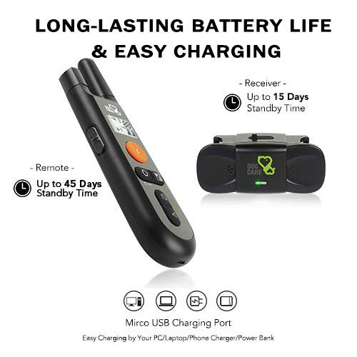 Dog Training Collar - Rechargeable Dog Shock Collar with Beep, Vibration and Shock Training Modes, Rainproof, Long Remote Range,