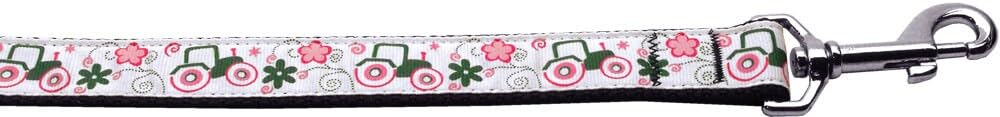 Pet Dog & Cat Nylon Collar or Leash, "Pink Tractors" 1" w x 6 ft. leash