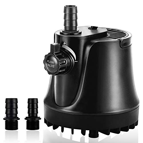 AQQA Submersible Water Pump 265GPH, Ultra-Quiet, Adjustable Flow, 15W, Black, Model AQ009, Ideal for Aquarium, Fish Tank, Pond, Hydropon