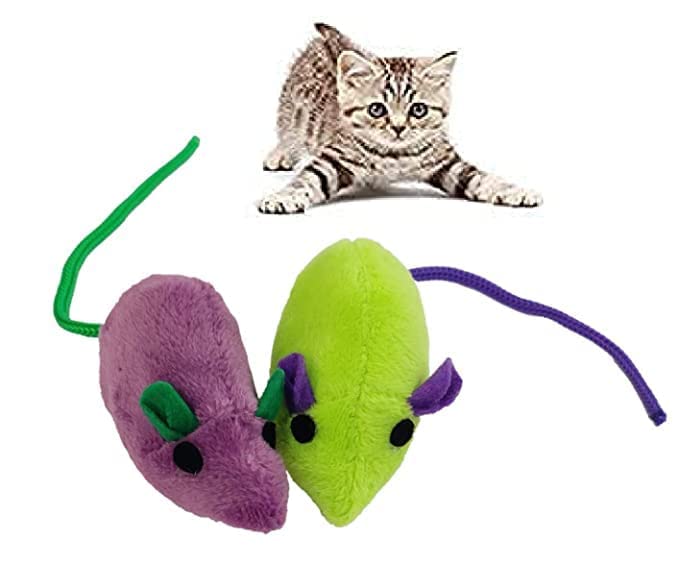 Pups&Pets Catnip Molar Mouse Toys Fur False Plush Mouse Playing Toy For Cat And Kitten  Color May Vary (2 Pieces)