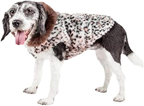 Pet Life  Luxe Furracious Cheetah Patterned Mink Dog Coat Jacket, Light Pink, Black And Brown  Medium