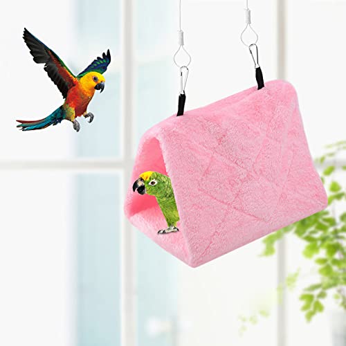 Hffheer Plush Bird Hammock Warm Bird Nest Hanging Pet Bird Cage Cave Swing Parrot Tents Bed For Parakeet Cockatiel Lovebird Budg