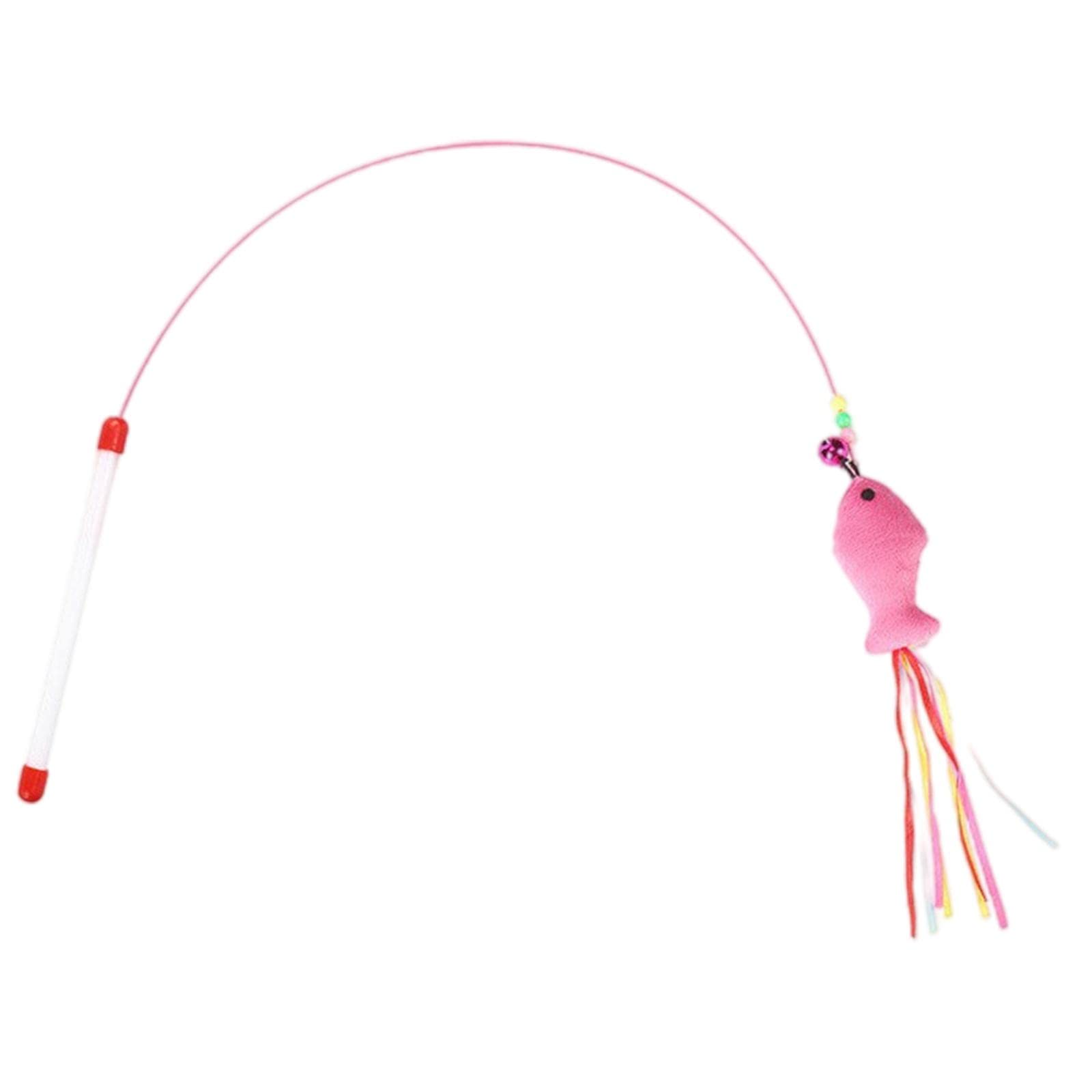 Zoomella Cat Wand Stick Toy Wire Teaser Interactive Play Toy With Bell Chaser Fish|Toys|Pet Supplies