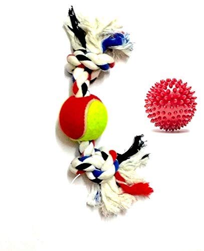 Psk Pet Mart Rubber Spiked Ball Dog Chew Toy And Rope Dog Toy With Tennis Ball