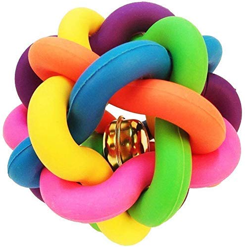 Taiyo Pluss Discovery Dog Chew Ball, Size: Large, Rubber Chew Ball Toy with Bell for Dogs, Puppies, Kittens & Cats (Multicolor)