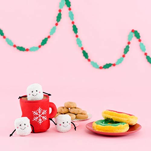 Zippypaws Burrow Christmas Dog Toy - Plush Squeaky Holiday Dog Gifts For Small & Medium Puppy Dogs, Interactive Hide & Seek Stocking Stuffers For Pets - Hot Cocoa & Marshmallows