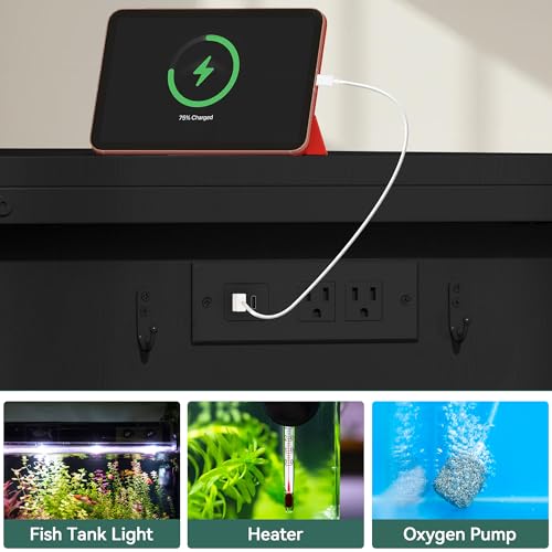 YITAHOME 120 Gallon Reptile Tank Stand with Power Outlets, Heavy Duty Large Reptile Tank Stand with Barn Door, Reptile Tank Turt