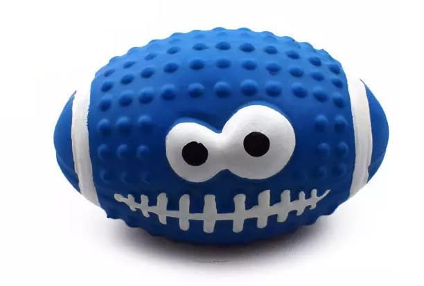 Woofy Dog Rugby Ball Shape With Face | Bite Resistant & Latex Rubber Chew | Interactive Teeth Exercise for Puppies and Dogs (Mul