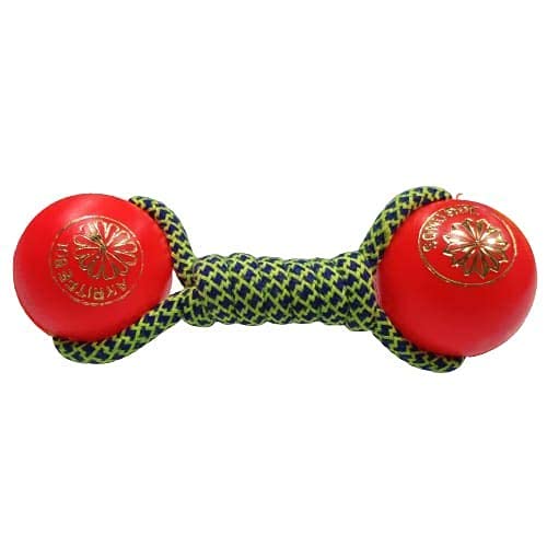 Dog Trust Plastic Ball Rope Dumbbell Puppy Toys Chew Toys Dog Toys Teething Toys (Color May Vary, Pack Of One)