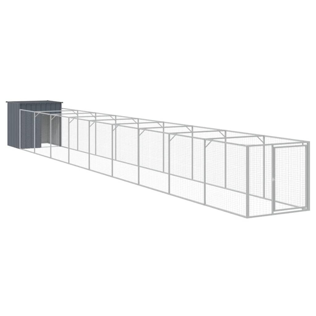 vidaXL Dog House with Run Anthracite 43.3x400.4x43.3 Galvanized Steel
