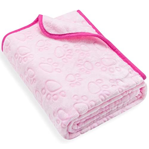 Stuffed Premium Soft Cat Blanket, With Flannel Pink Cute Paw Print, 40 * 32 Inches