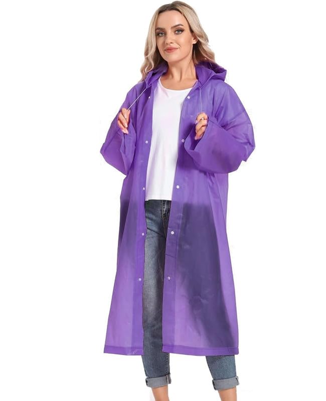 Okara Eva Waterproof Rain Coat Hooded Outdoor Water Resistant Suit Portable Men And Women_Purple,2Xl