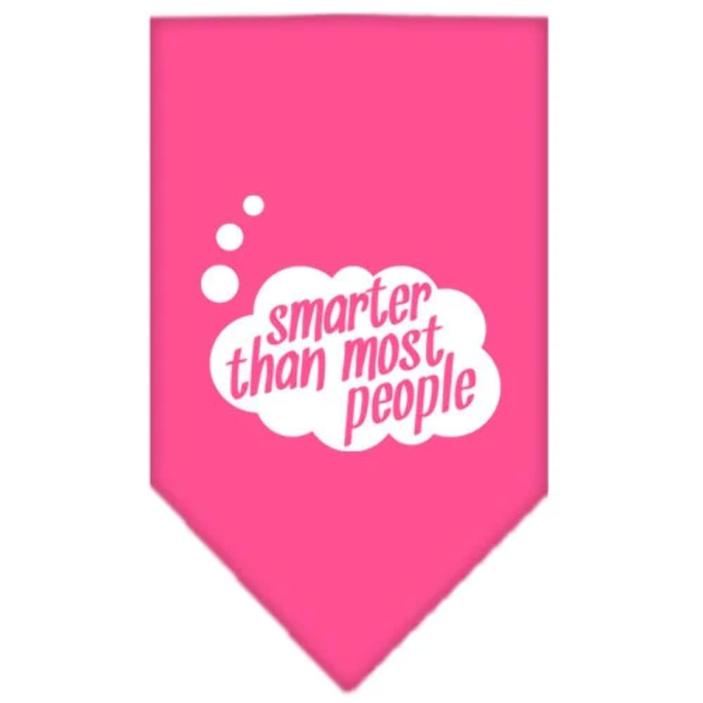 Pet and Dog Bandana Screen Printed, "Smarter Than Most People" Bright Pink Large