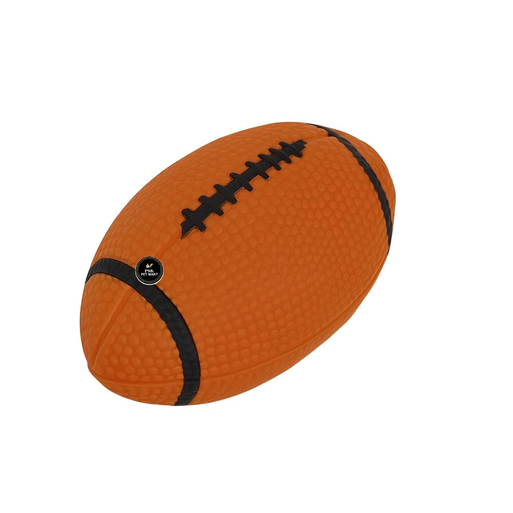 Dog Trust Dog Squeaky Chew Ball  RugbyShaped Soft Rubber Toy For Dogs | Interactive Play & Sound Toy For Fetch And Training | 