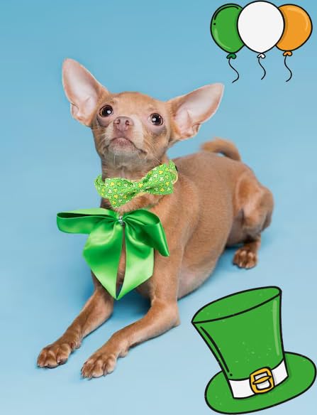 Unique Style Paws St. Patrick'S Day Dog Bandana Clover Bandanas With Flower For Small Medium Large Boys Girls Dogs