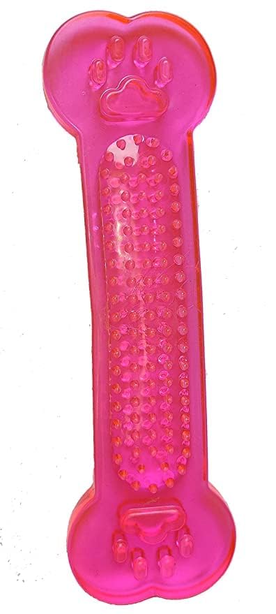 Furbies Durable Interactive NonToxic Rubber Transparent Flat Bone Chew Toy (Thin Jelly Bone) Suitable For All Small To Medium S
