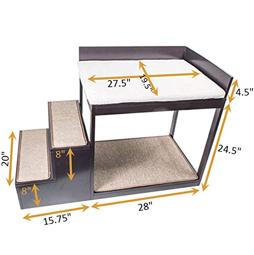 Penn-Plax Buddy Bunk Pet Stairs for Small Dogs & Cats, 3-Step System, Brown, 44"L x 20"W x 29"Th, Model DOGF60