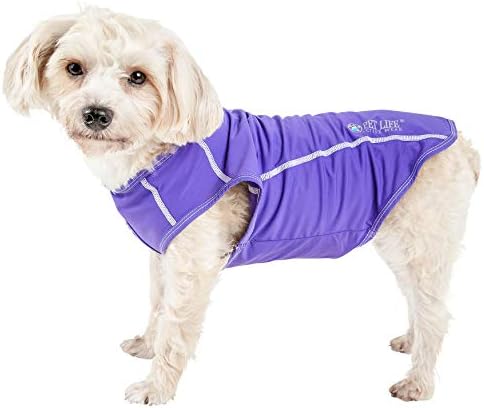 Pet Life  Active Racerbark 4Way Stretch Performance Active Dog Tank Top Tshirt, Lavander  Small