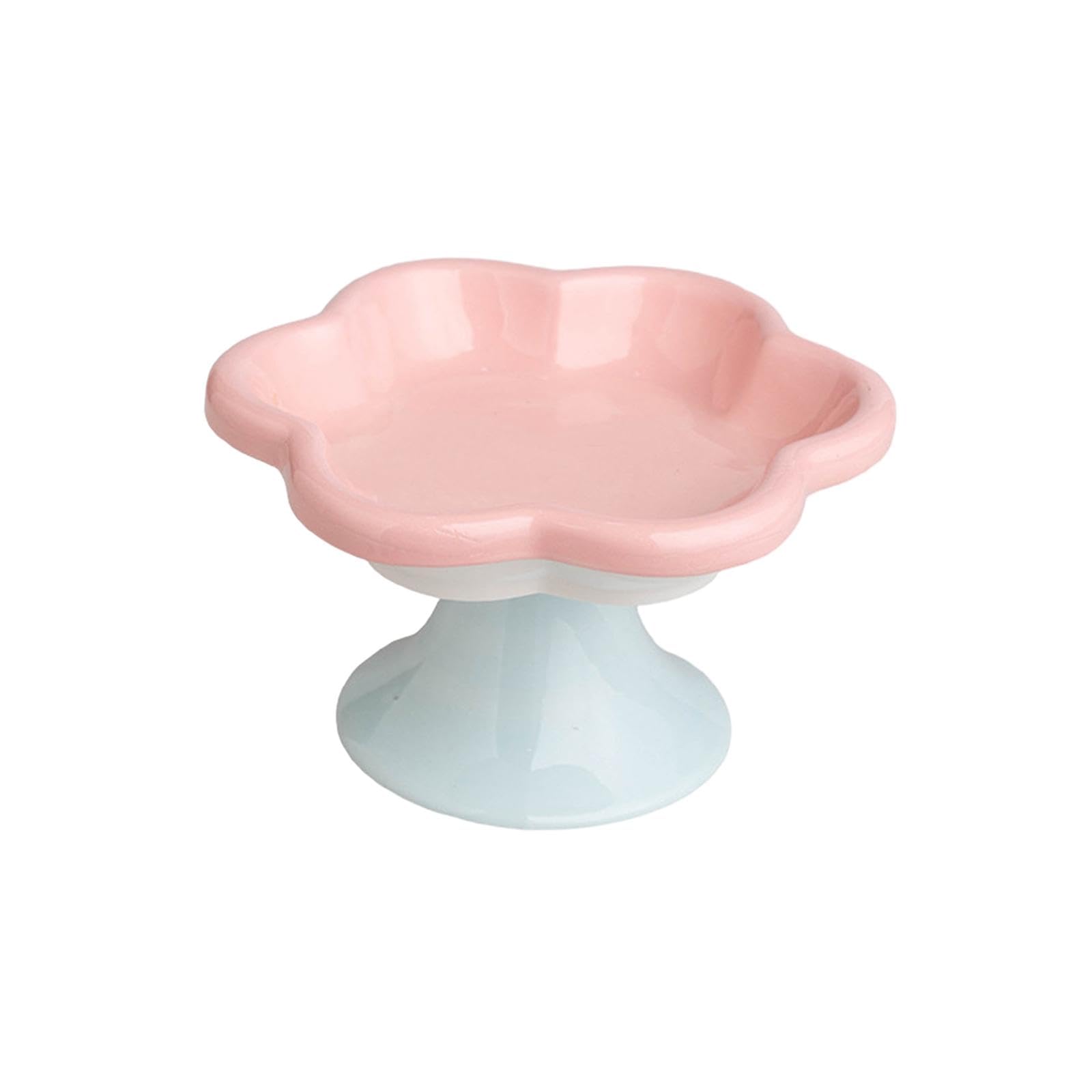 Atorse Raised Tilted Ceramic Cat Bowl Antislip Cat Feeding Bowls For Small Dog Cats Pink