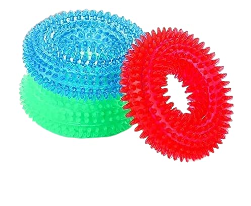 Woofy Durable Pet Puppy Dog Squeaky Chew Toys, Bite Resistant NonToxic Soft Natural Rubber Ring With Thread Pet Puppy Dog Squea