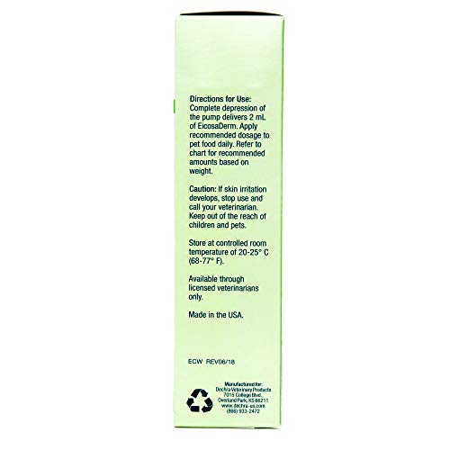 Dechra EicosaDerm Omega 3 Liquid - Nutritional Fatty Acid Supplement for Dogs & Cats, 8 Fl Oz
