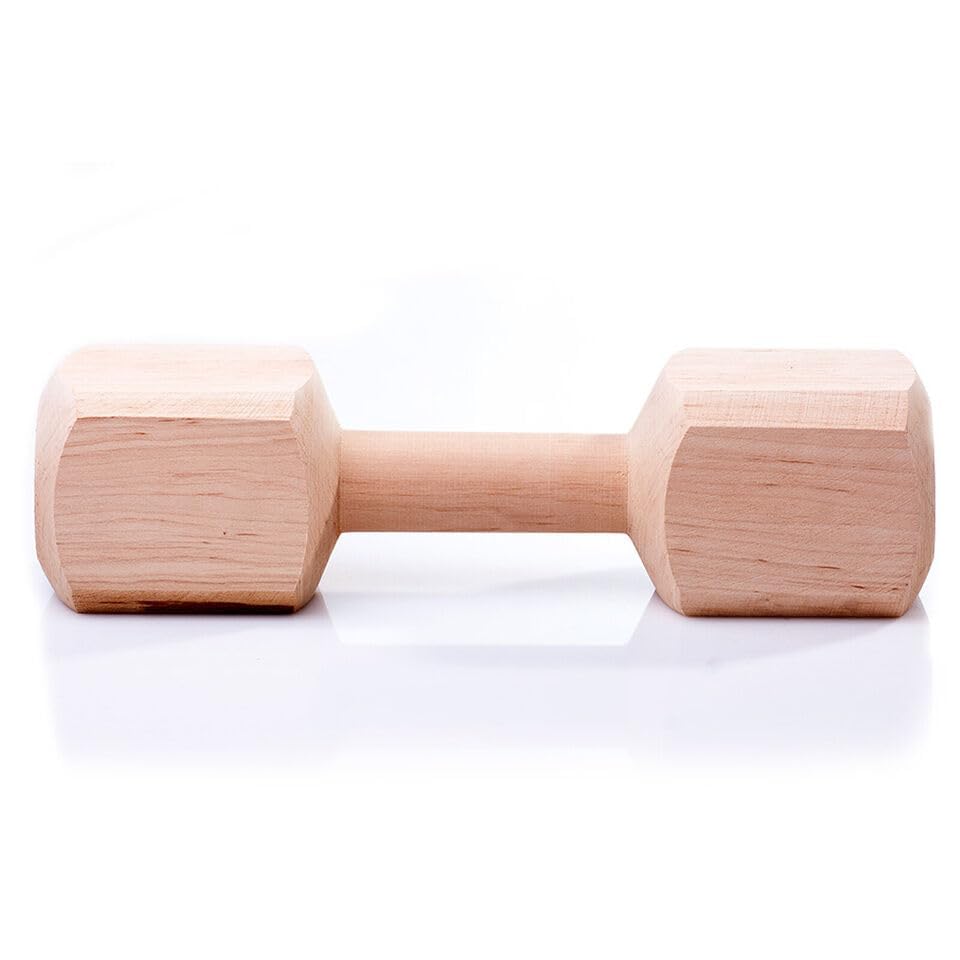 Roverpets Durable Dog Toys For Large Dogs  Real Wood Chew Bone & Tough Dumbbell Toy Combo For Aggressive Chewers, Safe NonToxi