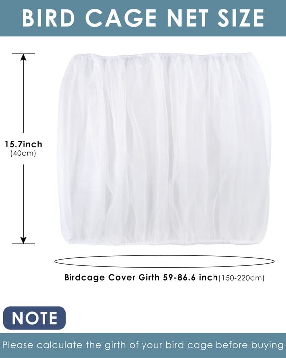 Bissap Bird Cage Seed Catcher, Universal Birdcage Net Nylon Adjustable Elastic Band Stretchy Skirts Mesh Cover for Parrot Cage S