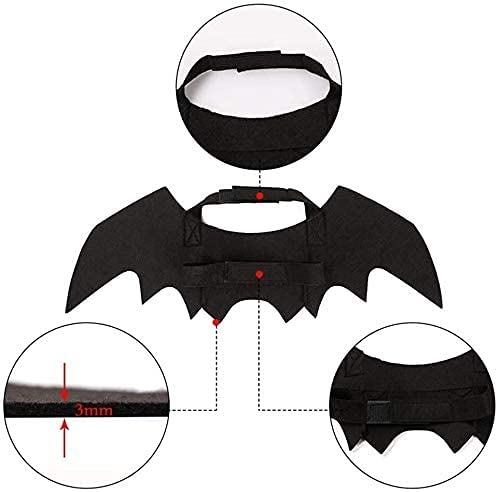 Ismarten Bat Wings Costume, Small, Black Felt, For Dogs & Cats, Halloween Pet Apparel