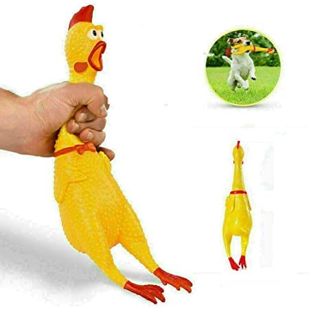 Rvpaws Rubber Screaming Chicken Toy For Kids & Pets Super Durable & Funny Squeaky Chicken Dog Chew Toy  Vibrant Colors & Wacky