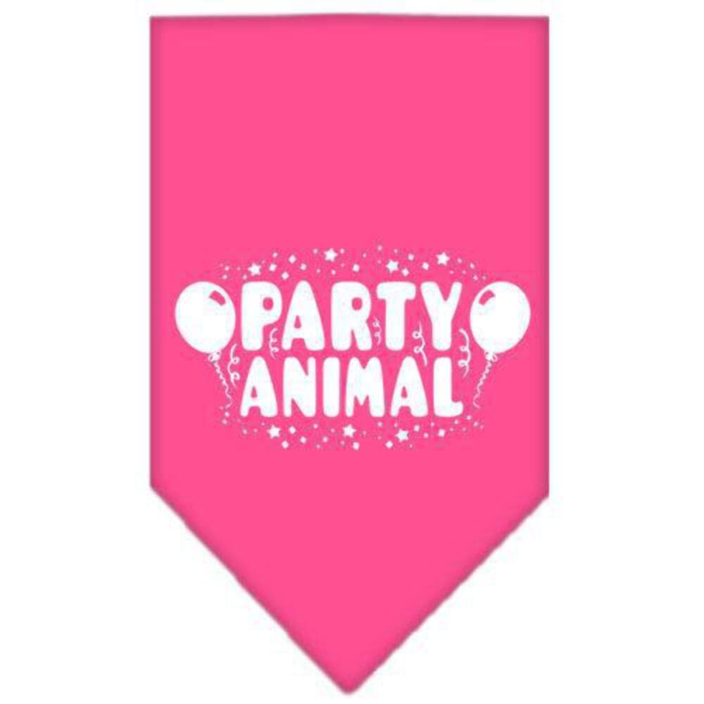 Mirage Pet Products Party Animal Screen Print Bandana for Pets, Small, Bright Pink