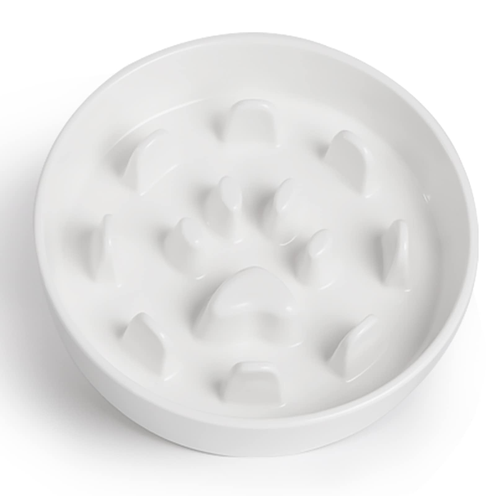 Slow Feeder Dog Bowls, Ceramic Fun Slow Eater Bowl For Small Medium Breed (White)