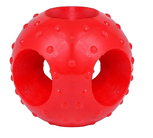Dog Trust Dog Rubber Chew Flavored Ball With Holes Dog Toy Suitable For Medium To Large Breeds(Colour May Very)