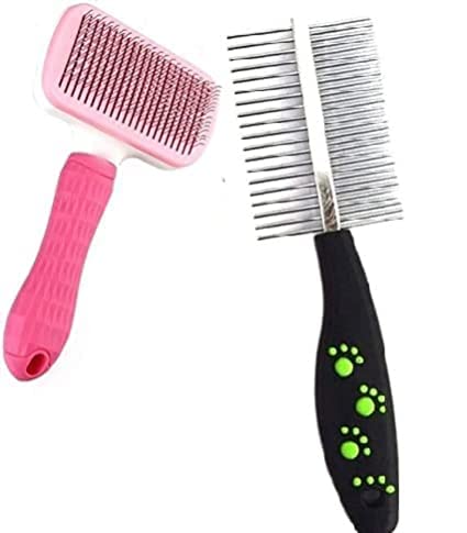 Pet Guard Combo Of Slicker Pet Grooming Brush For Dogs & Cats For Dogs (Buy 1 Get 1 Free) With 1 Free Flea Grooming Hand Brush (