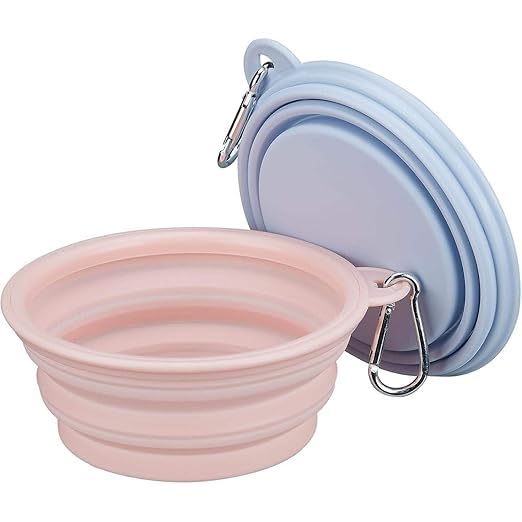 Sukhdham Portable Silicone Dog Bowl For Travel & Outdoor Pet Feeding | Collapsible Foldable Pet Water And Food Bowl With Carabin