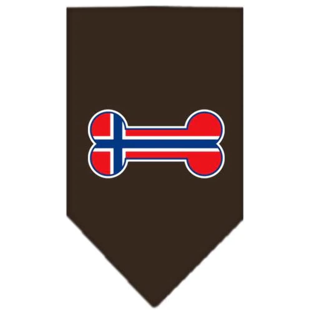 Mirage Pet Products Bone Flag Norway Screen Print Bandana for Pets, Large, Cocoa